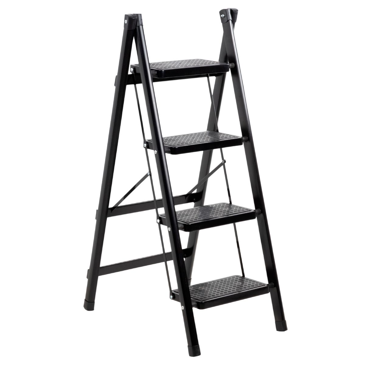 LUMAX - Escalera Plegable 4 Peldaños Antideslizante Portatil