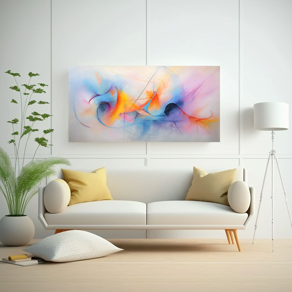 GENERICO - Cuadro Abstracto Tonos Pastel Vanguardia Para Decoración De 160x80cm