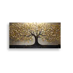 GENERICO - Pintura Decorativa Bonita Del árbol En Negro Y Dorado Estil 80x40cm