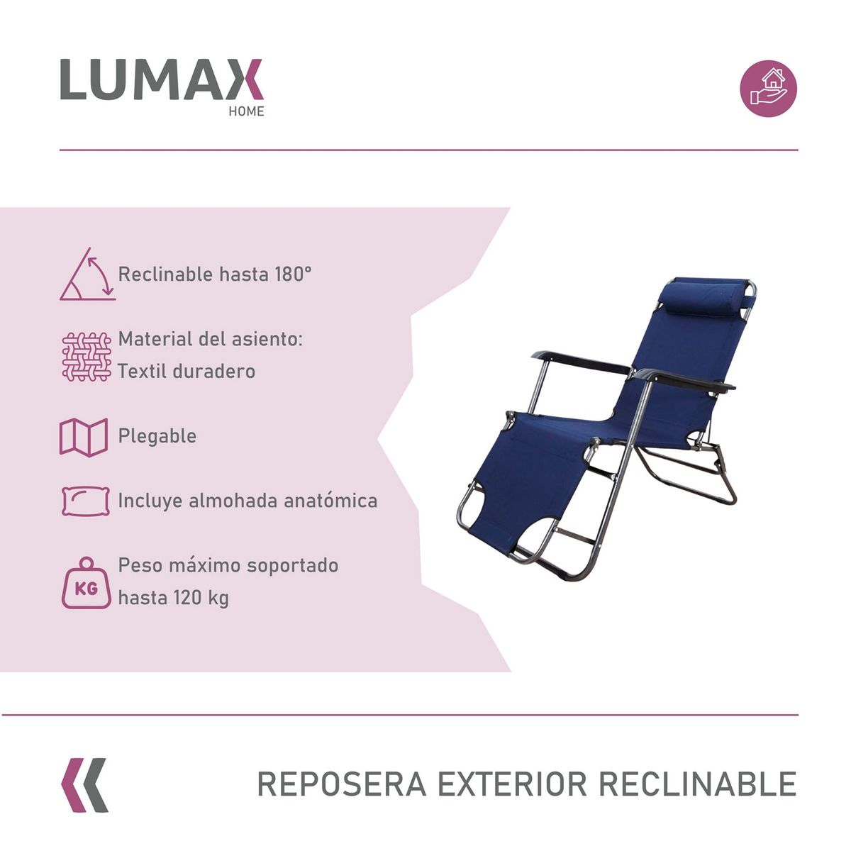 LUMAX - Reposera Exterior Reclinable Silla de Playa Jardin