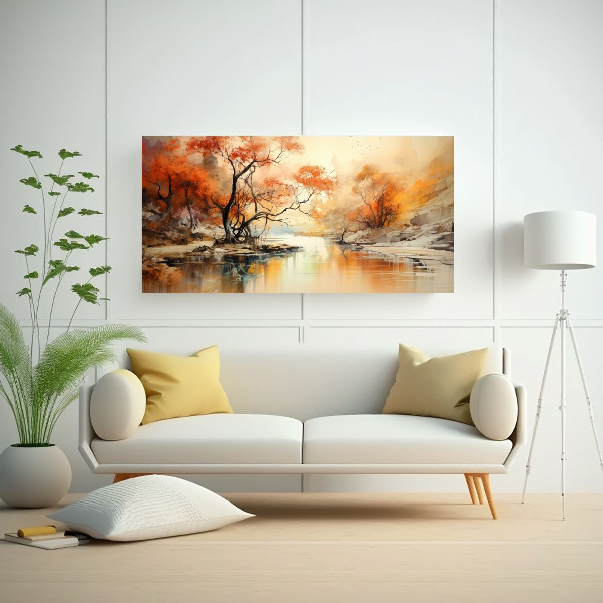 GENERICO - Paisajes Abstractos En Acuarelas, Lienzo De Tela 80x40cm