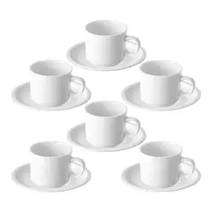 WOLFEN - Set 12 Tazas De Té Con Platillo 220 cc Porcelana Profesional