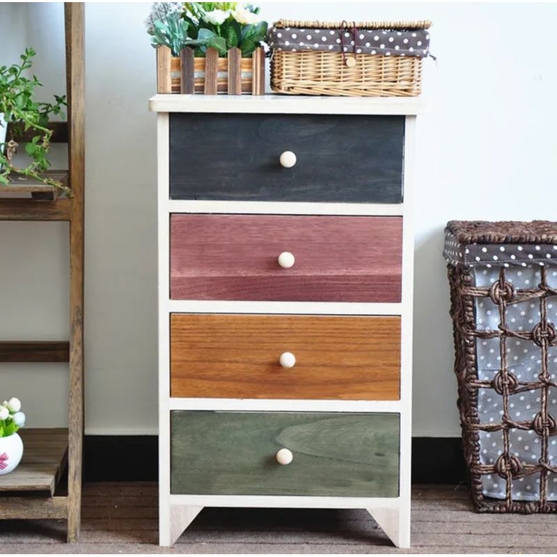 GENERICO - VELADOR  COLORES RAINBOW 4 CAJONES EN MADERA