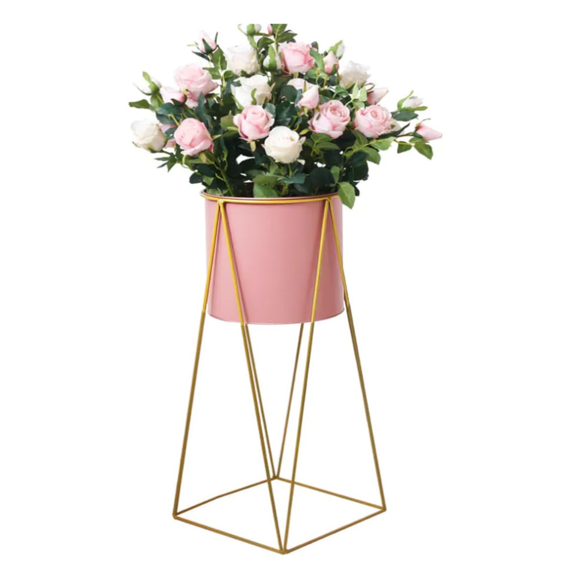 GENERICO - Porta Macetero Pedestal Maceta Plantas Rosado Dorado