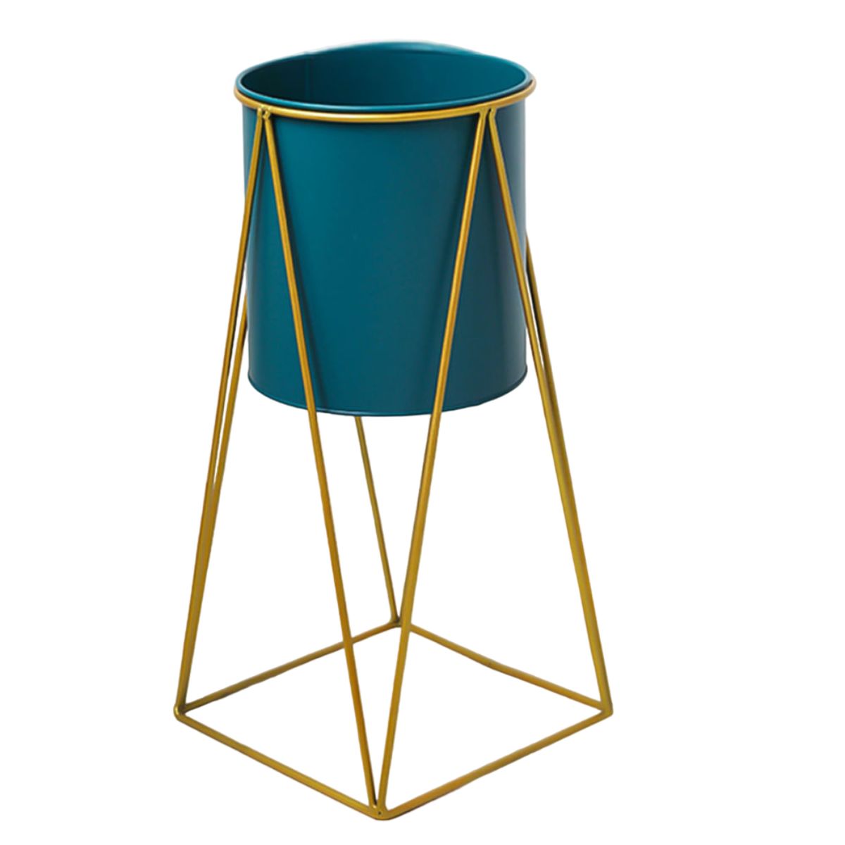 GENERICO - Porta Macetero Pedestal Maceta Plantas Verde Dorado