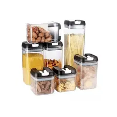 GENERICO - Set 7 Contenedores Alimento Herméticos con Cierre Libre de BPA