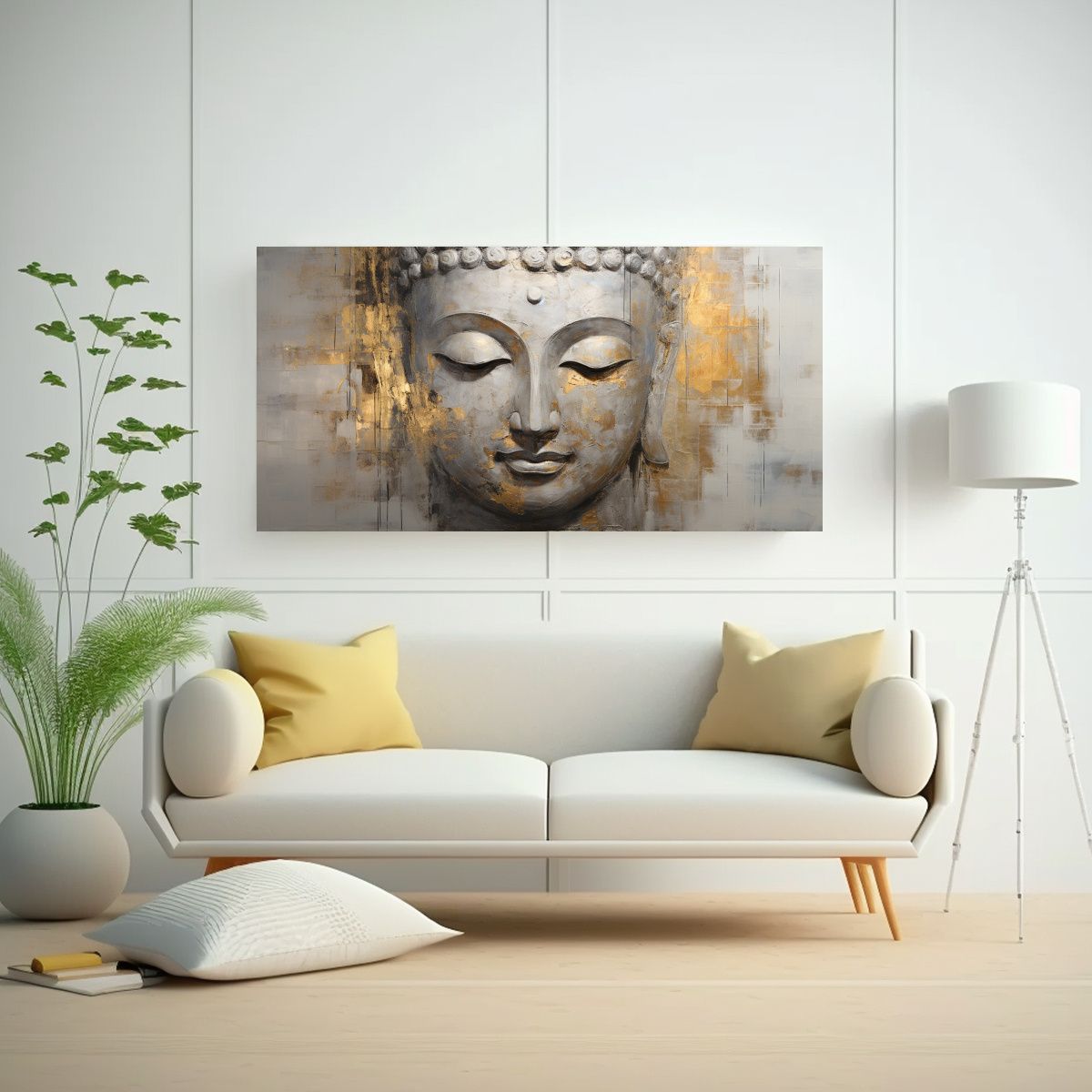 GENERICO - Cuadro Pop Art En Bastidor: Buda Abstracto Estilo óleo Plat 160x80cm