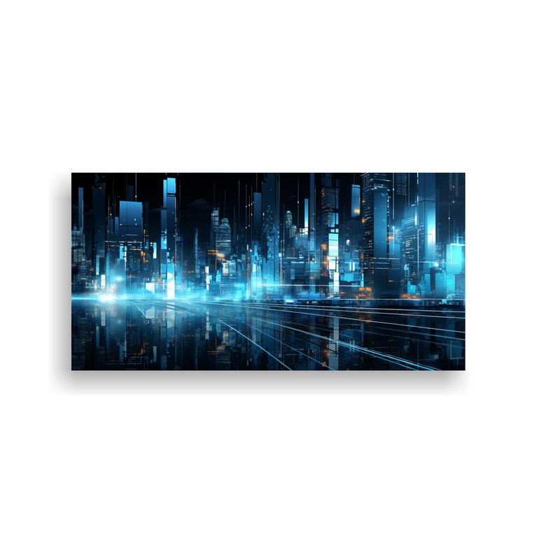 GENERICO - Pinturas Decorativas En Bastidor: Noche En La Ciudad En Tono 160x80cm