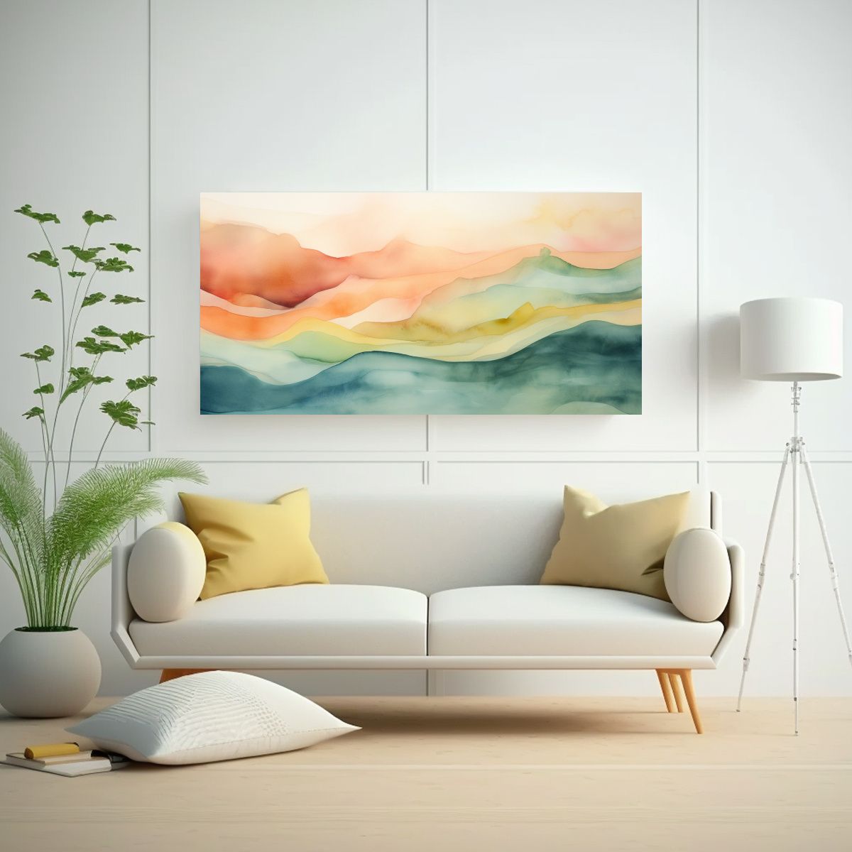 GENERICO - Paisaje Sereno En Cuadro Abstracto Representación De Una Se 160x80cm