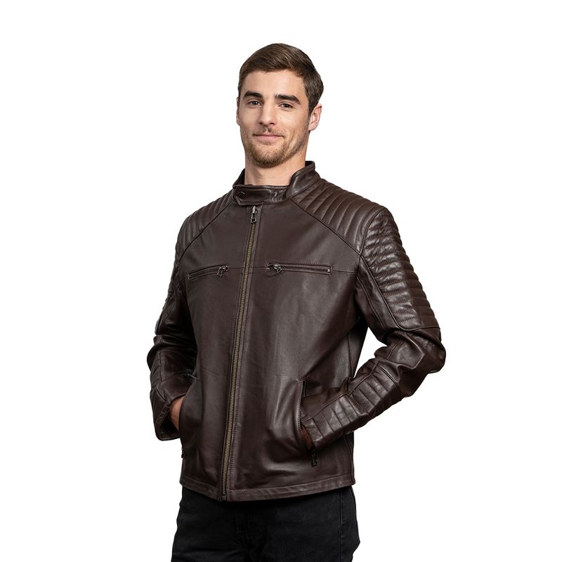 TODOPIEL - Chaqueta de Cuero Hombre Café Todopiel