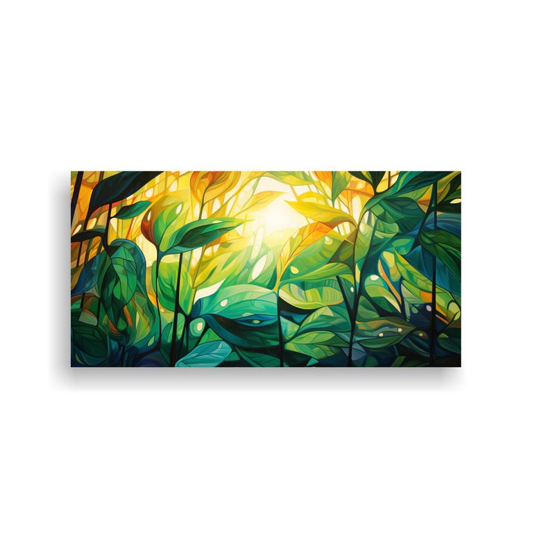 GENERICO - Cuadro Abstracto De Bosque Lluvioso Con Lienzo Inspirador 160x80cm