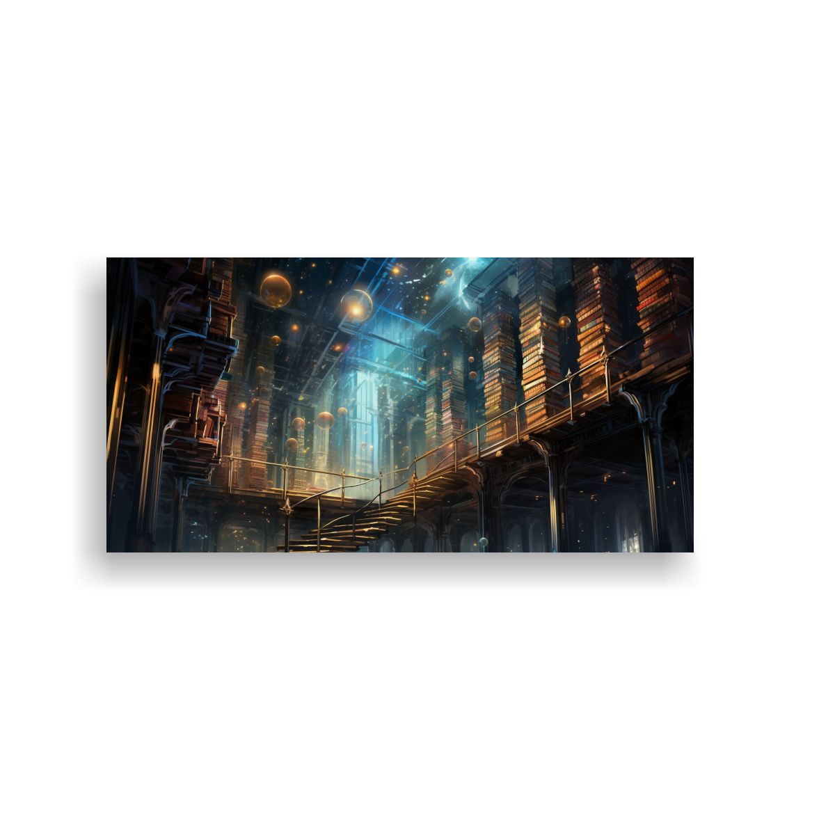 GENERICO - Cuadro Abstracto De Biblioteca Mística Con Flores 160x80cm