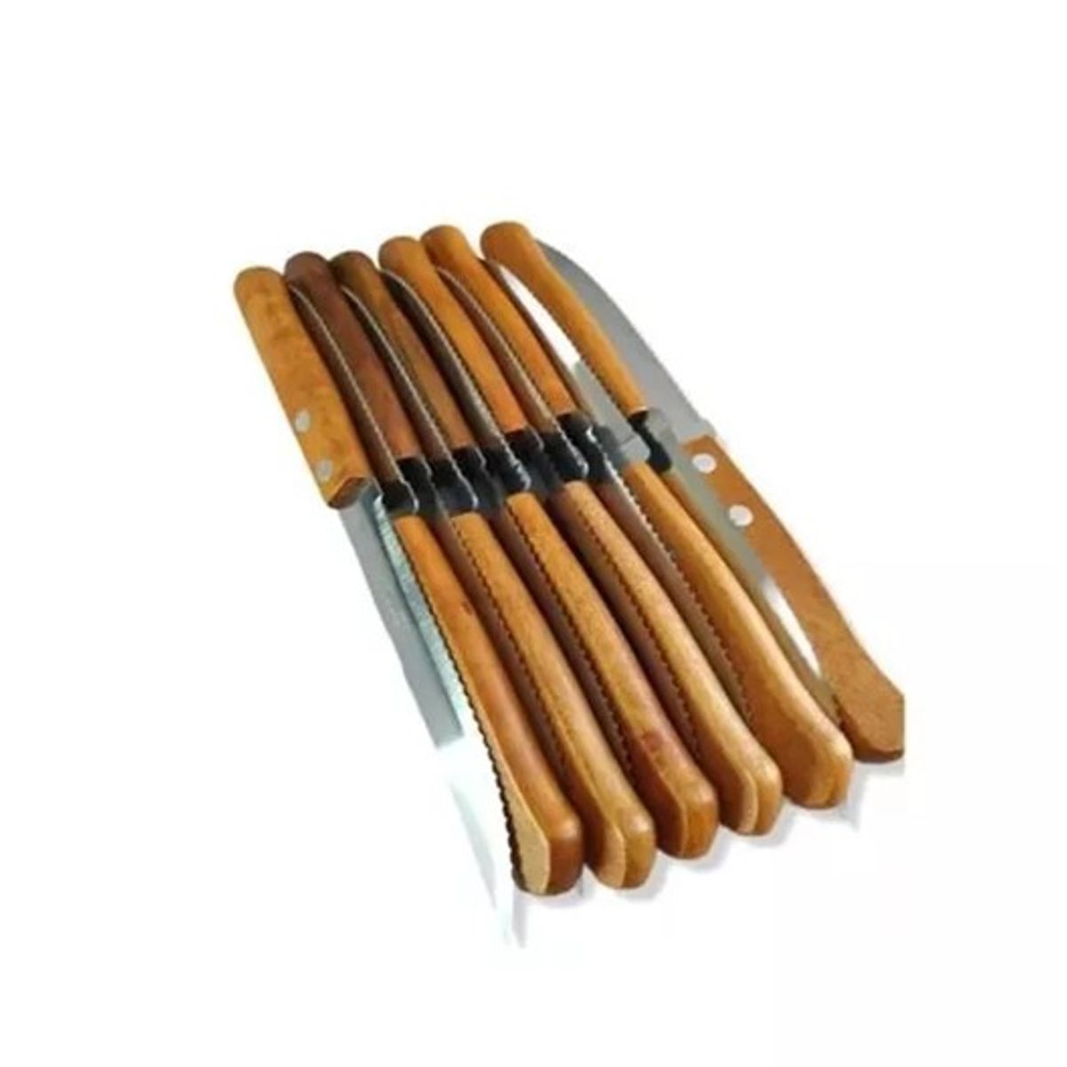 GENERICO - Set 12 Cuchillos Mesa Con Diente Y Mago De Madera