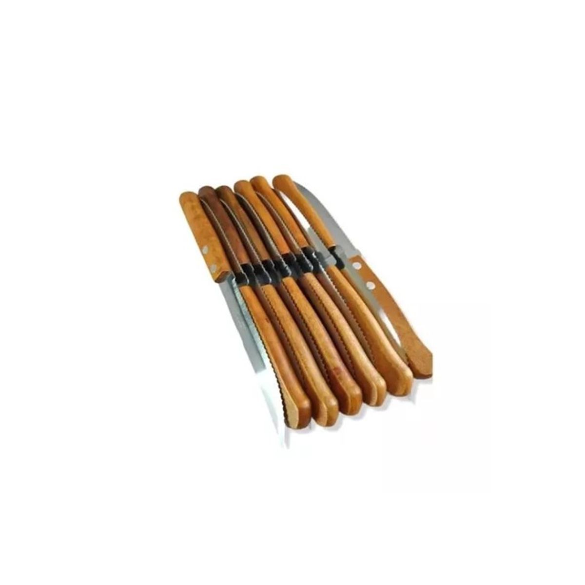 GENERICO - Set 12 Cuchillos Mesa Con Diente Y Mago De Madera