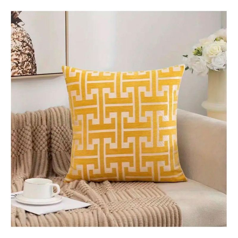 GENERICO - Funda Decorativa De Cojin Modelo Chenille Elegante - Amarillo - 45