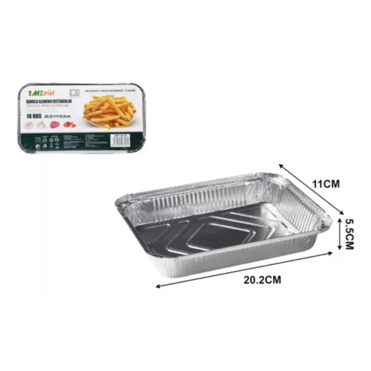 OEM - Pack de 10 Bandejas de Aluminio Rectangular 202cm x 11cm