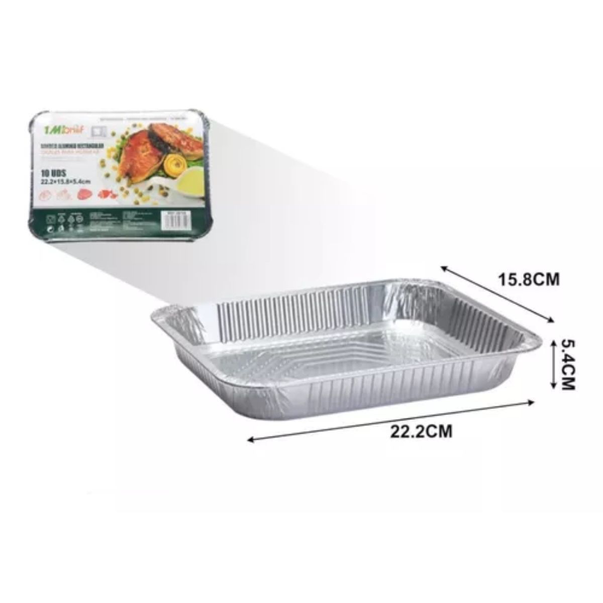 OEM - Pack de 10 Bandejas de Aluminio Rectangular 222 cm x 158 cm