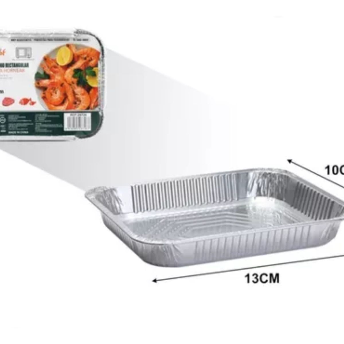 OEM - Pack de 20 Bandejas de Aluminio Rectangular 13cm x 10 cm