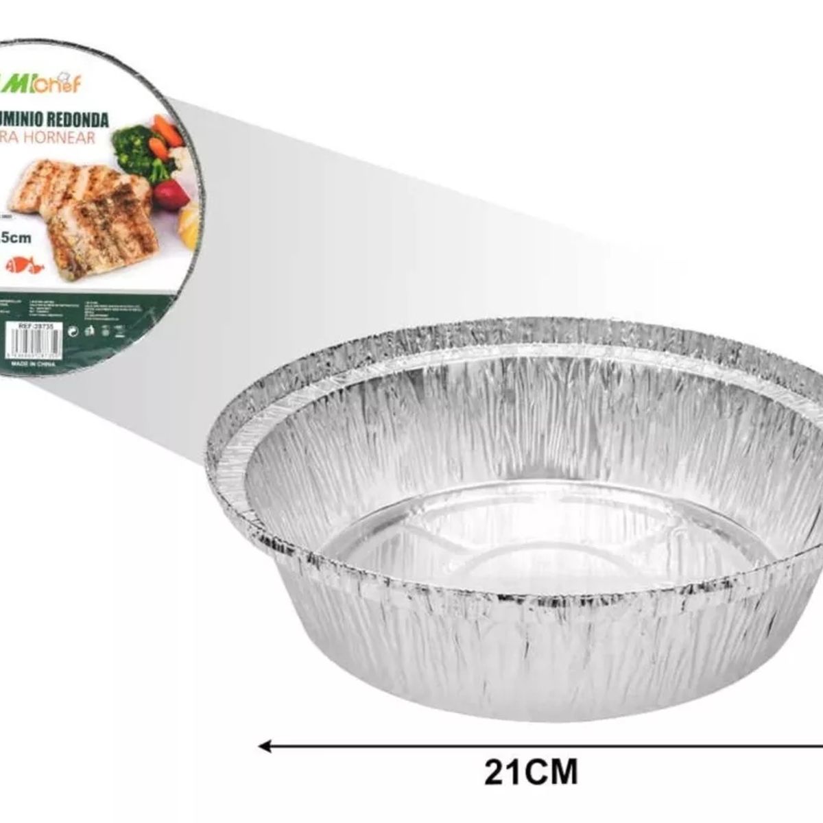 OEM - Pack de 10 Bandejas de Aluminio Redondo 21 cm x 45 cm