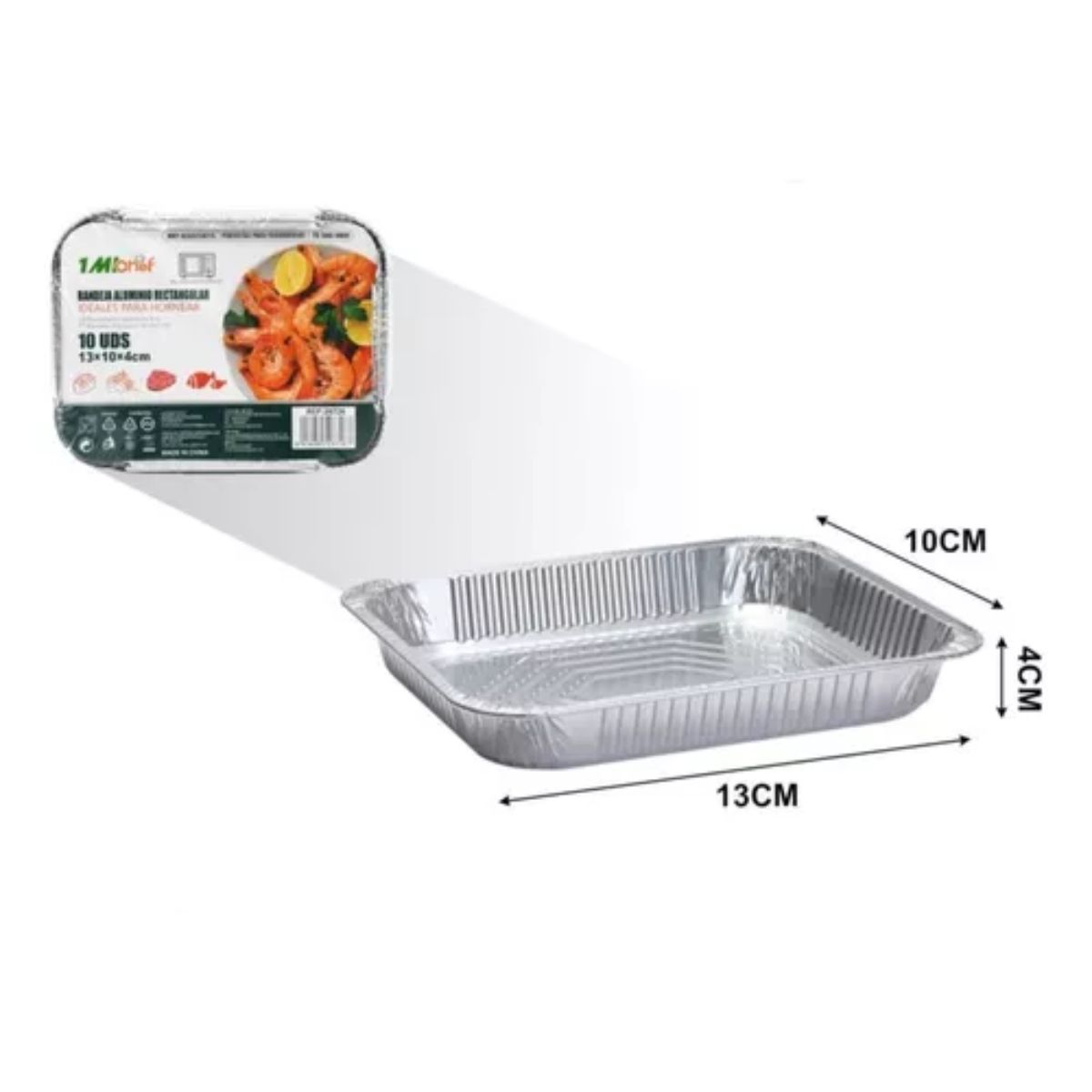 OEM - Pack de 20 Bandejas de Aluminio Rectangular 13cm x 10 cm