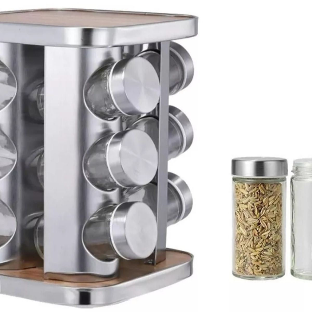 GENERICO - Especiero Cocina Giratorio 12 Condimentos Acero Inoxidable