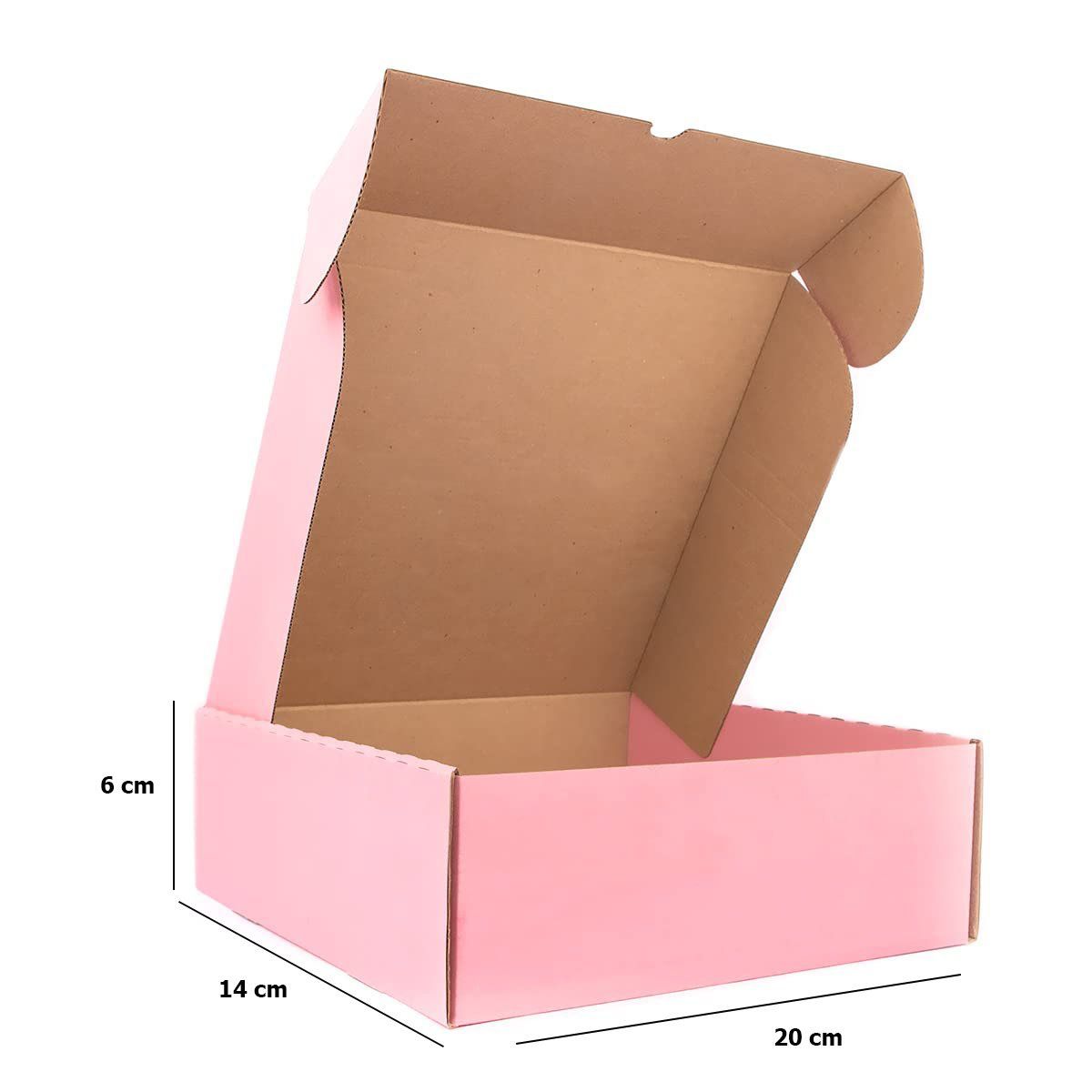 GENERICO - Caja Cartón Autoarmable Multiuso 20x14x6cm Rosa 20 Unidades