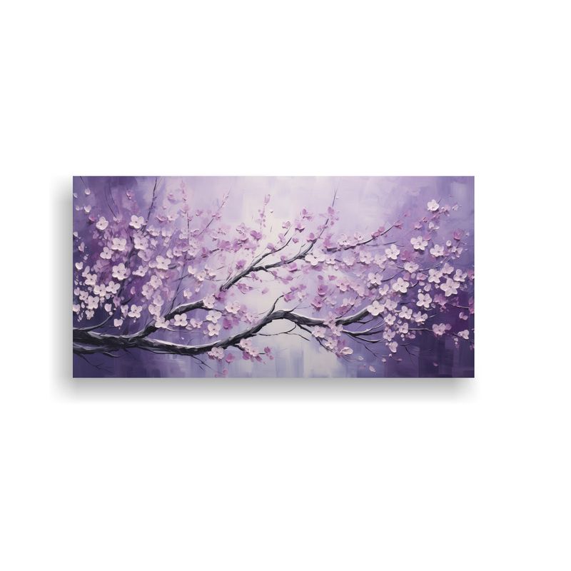 GENERICO - Cuadro De Arte Impreso Sala Flores De Cerezo Moradas 160x80cm