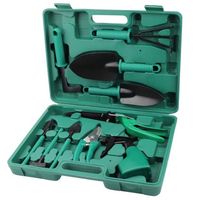Set de Jardineria 10 Piezas Con Estuche Verde