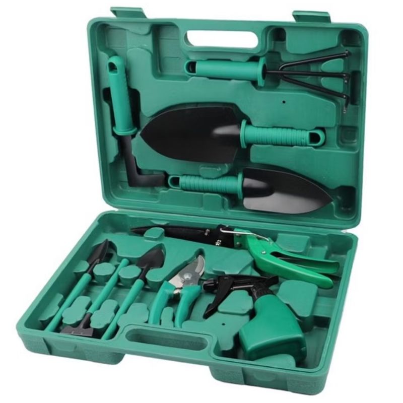 GENERICO - Set de Jardineria 10 Piezas Con Estuche Verde