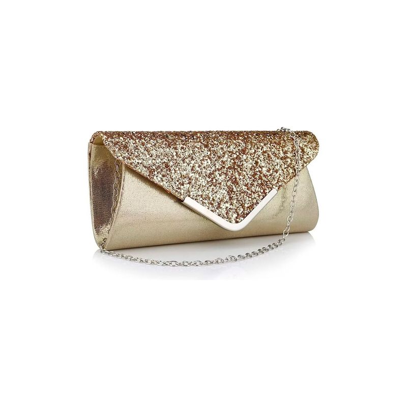 GENERICO - Bolso Fiesta Noche Clutch Dama Cartera Cocktail Dorada