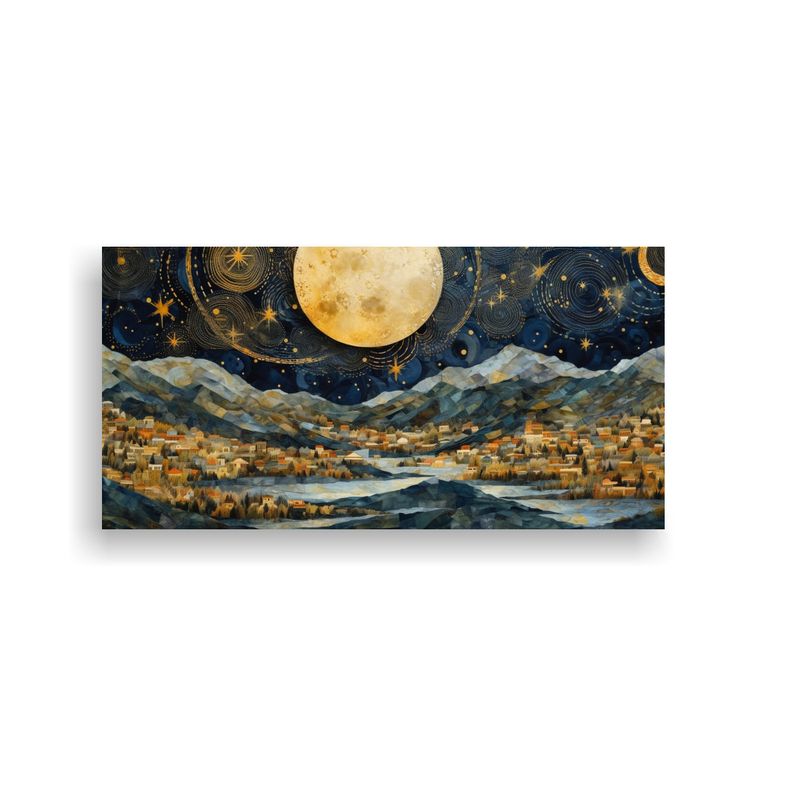 GENERICO - Pintura Tela Bastidor: Intensa Belleza Lunar En Las Montaña 160x80cm
