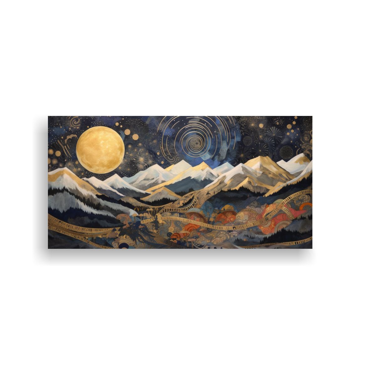 GENERICO - Arte De Pared Montaña Con Luna Intensa Belleza 160x80cm