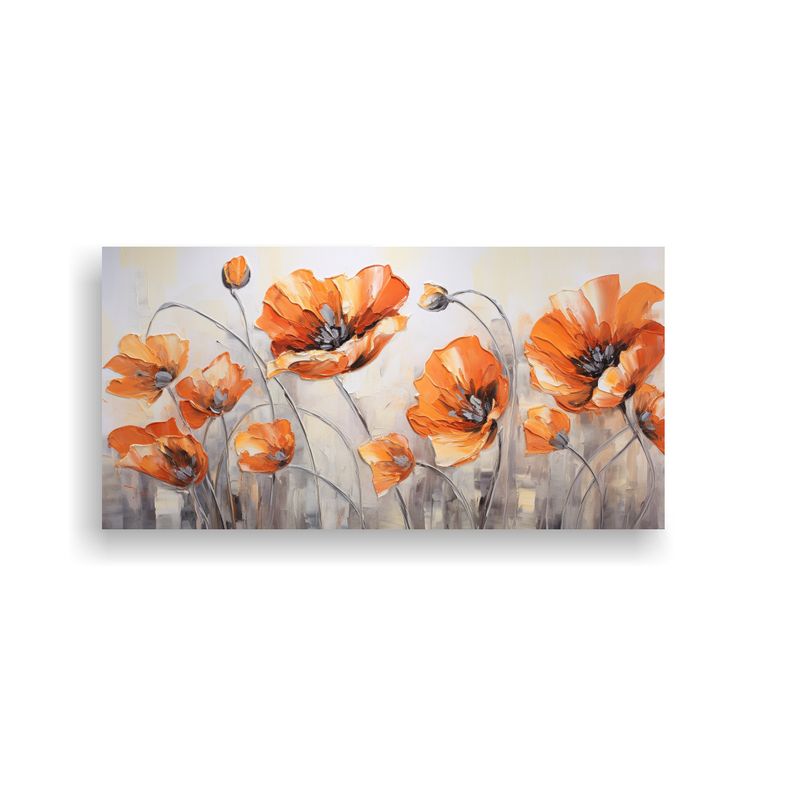 GENERICO - Arte De Pared Abstracto Figuras Pintura De Amapolas Naranjas 160x80cm