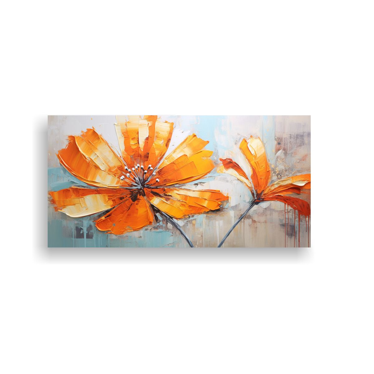 GENERICO - Cuadro De Flores De Naranja En Lienzo Estilo Decorativo 160x80cm