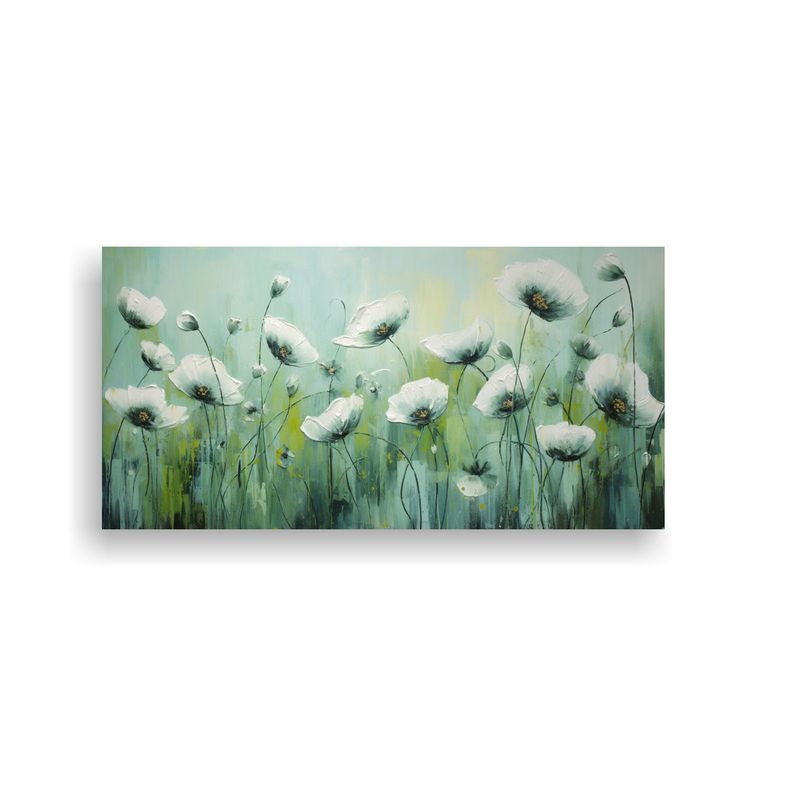 GENERICO - Cuadro Espectacular De Época Con Amapolas Verdes En Lienzo 160x80cm