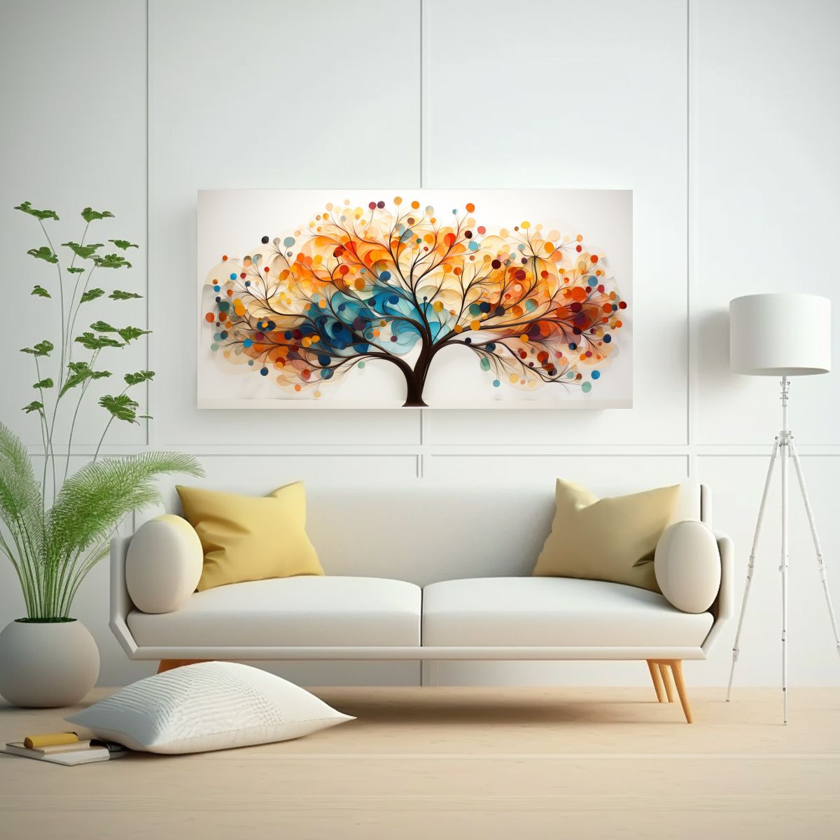 GENERICO - Pinturas De Decoración Con árbol Geométrico Flamante Y Lu 160x80cm