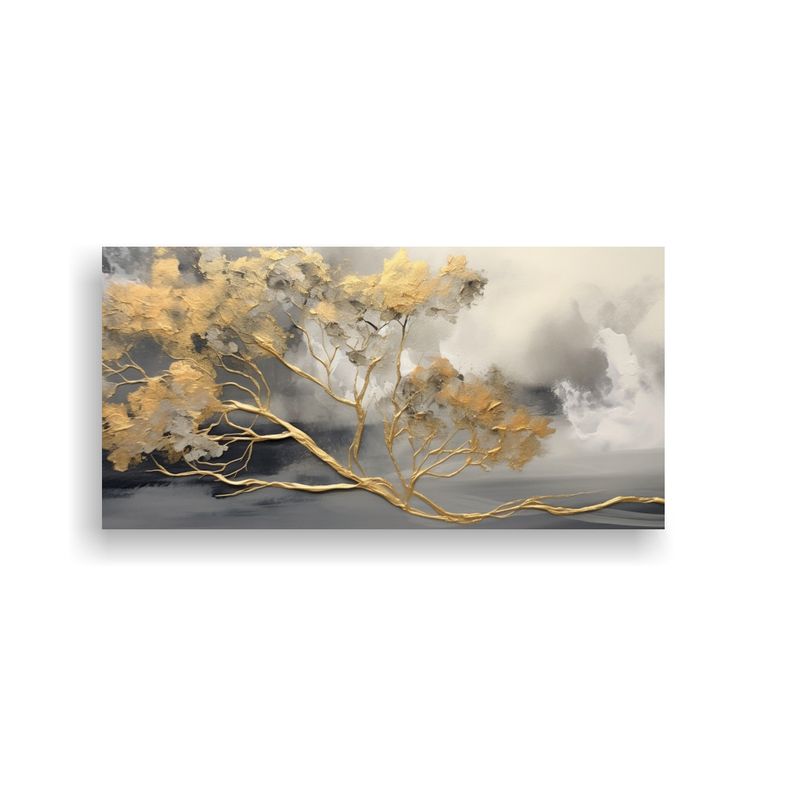 GENERICO - Lienzo Arte Grafico: Pintura Abstracta De árbol Blanco Y Ne 160x80cm