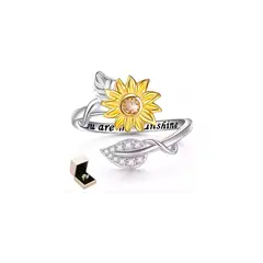 GENERICO - Anillo Antiestrés Flores Flor Girasol Giratorio Ajustable