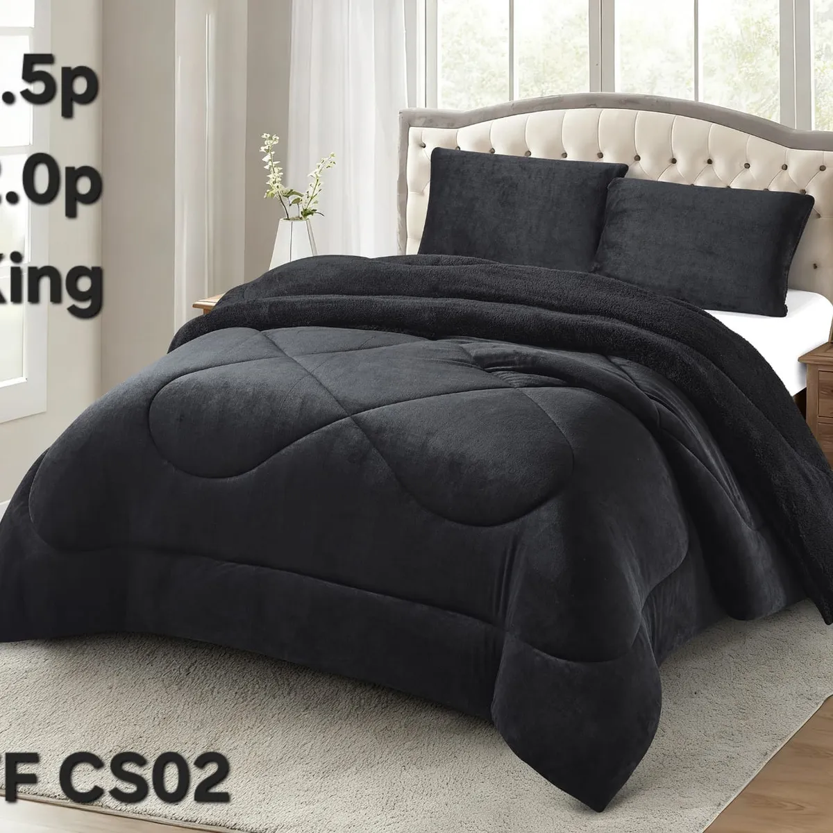 GENERICO - Cubrecama de Invierno Plush con Chiporro King Negro