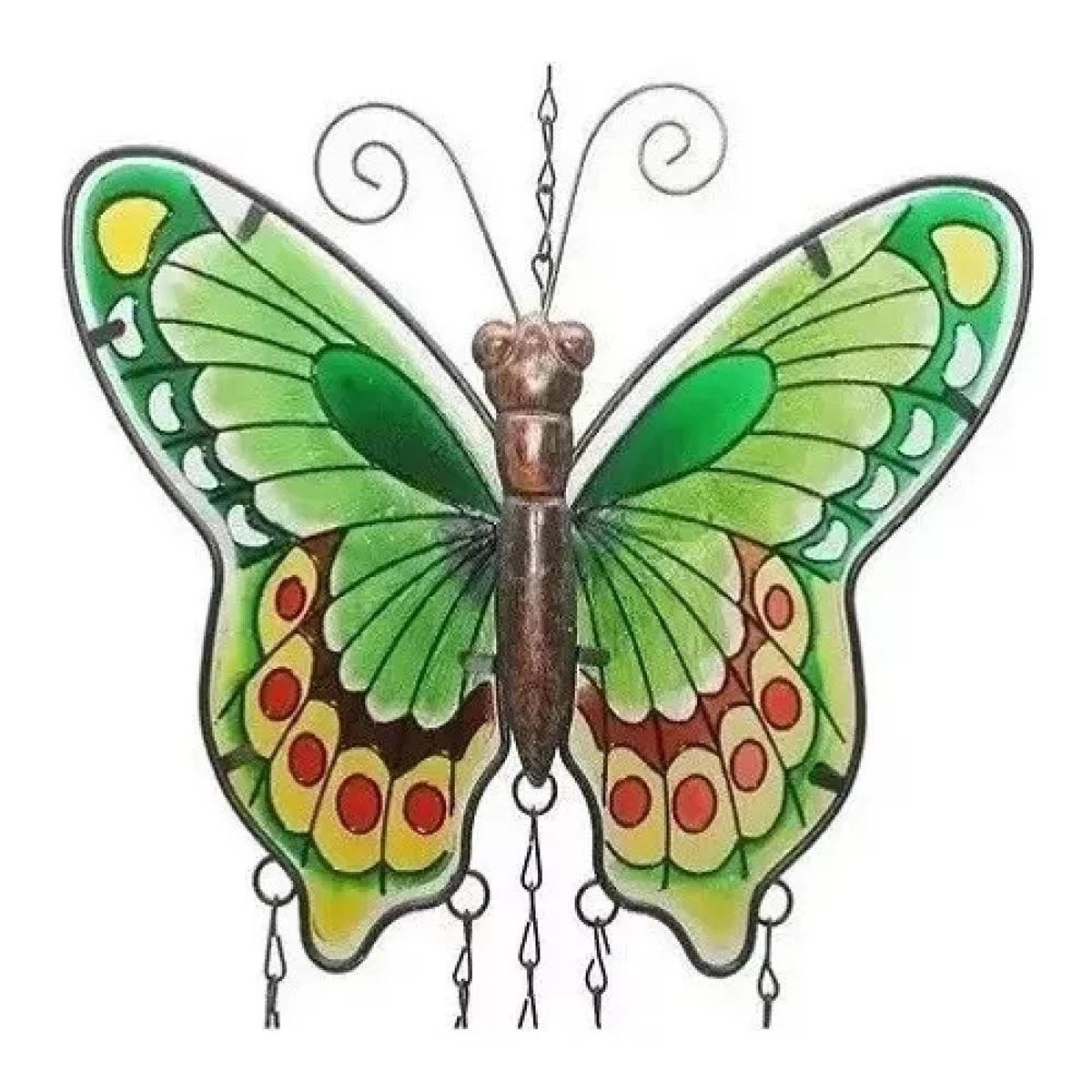 CELTA - Mariposa Colgante Con Sonido Vitral Cobre Grande PB-B3