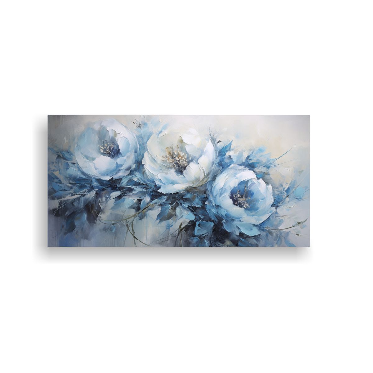 GENERICO - Cuadro Decorativo Lindo De Peonías Azules En Lienzo Al Esti 160x80cm