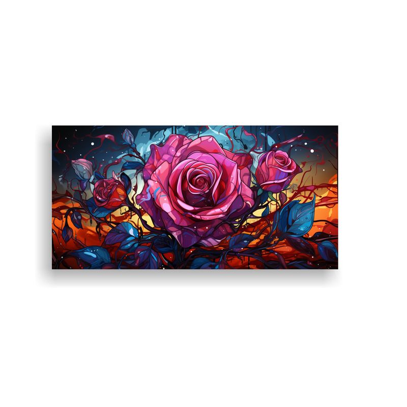 GENERICO - Pintura De Ambiente Moderno Canva Con Fondo De Rosa Estilo G 160x80cm
