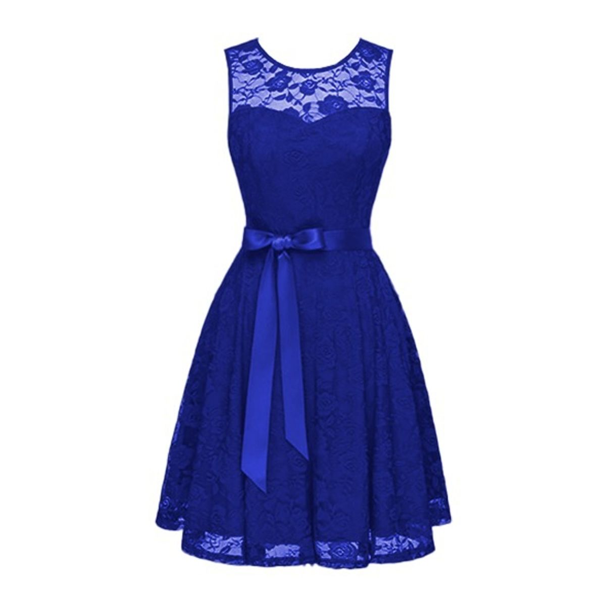 GENERICO - VESTIDO DE FIESTA ACAMPANADO TODO DE ENCAJE IDEAL PARA COCTELBODA