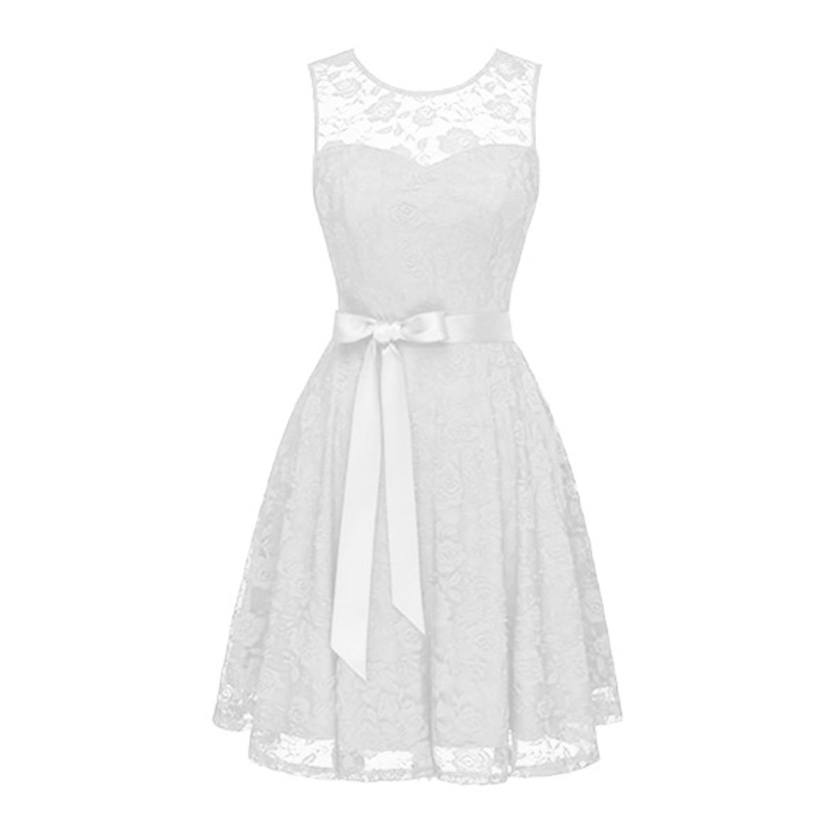 GENERICO - VESTIDO DE FIESTA ACAMPANADO TODO DE ENCAJE IDEAL PARA COCTELBODA