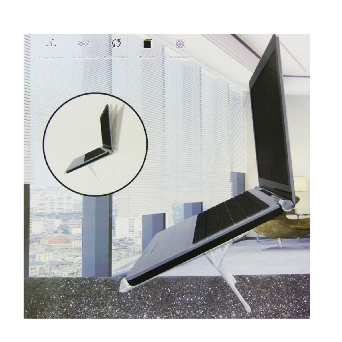 GENERICO - Soporte Notebook 23x20cm Laptop Tablet Base Ordenador Regulable