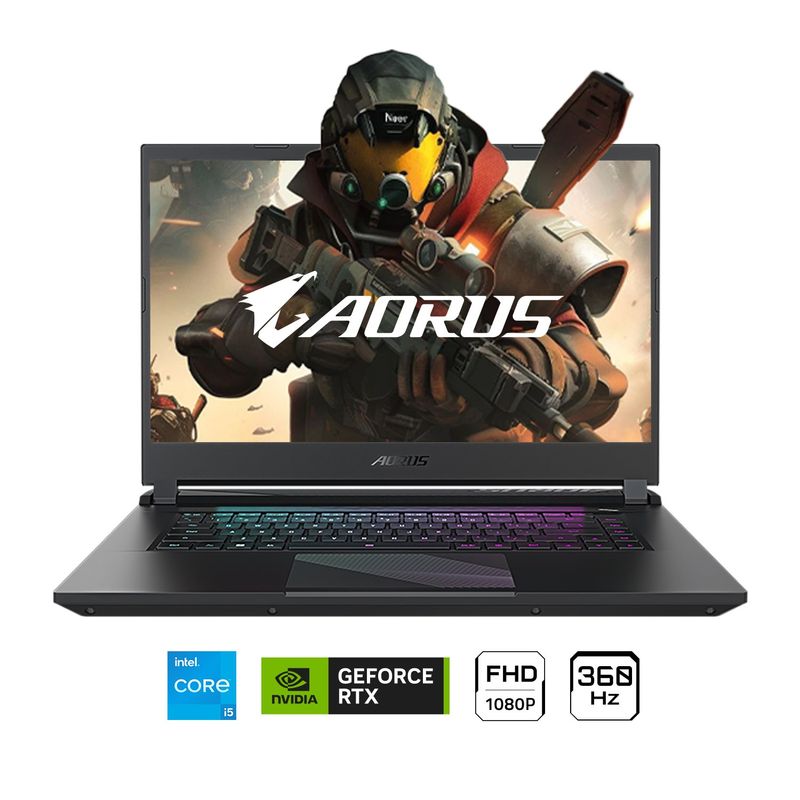 GIGABYTE - Notebook Gamer Gigabyte AORUS 15 Intel I5-12500H 8GB RAM 512GB SSD RTX 4050 6GB 360Hz