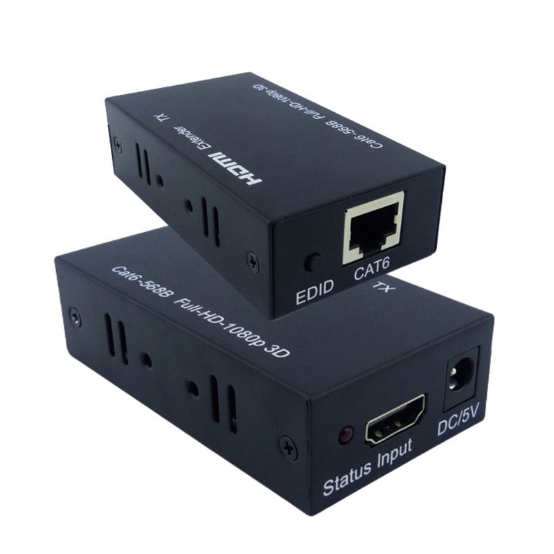 GENERICO - Extension De Conector HDMI a Lan RJ-45 60M 2 Transformadores.