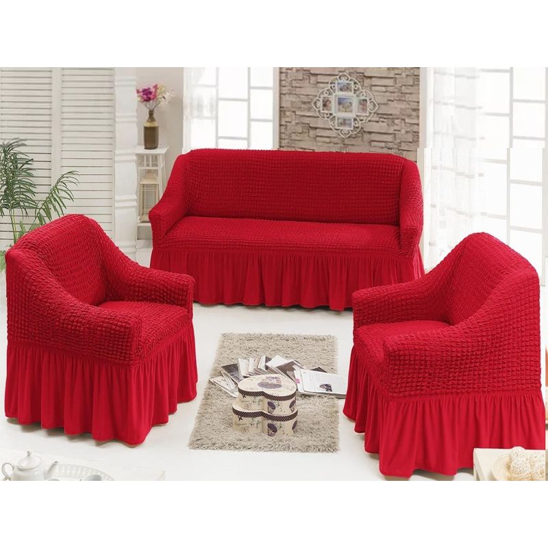 GENERICO - Funda TURCA cubre sillón Set completo 3+1+1  rojo TFI
