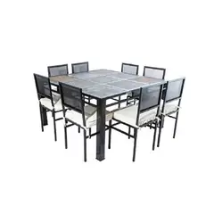 MUEBLES Y TERRAZAS - Comedor de terraza metálico de 9 piedras