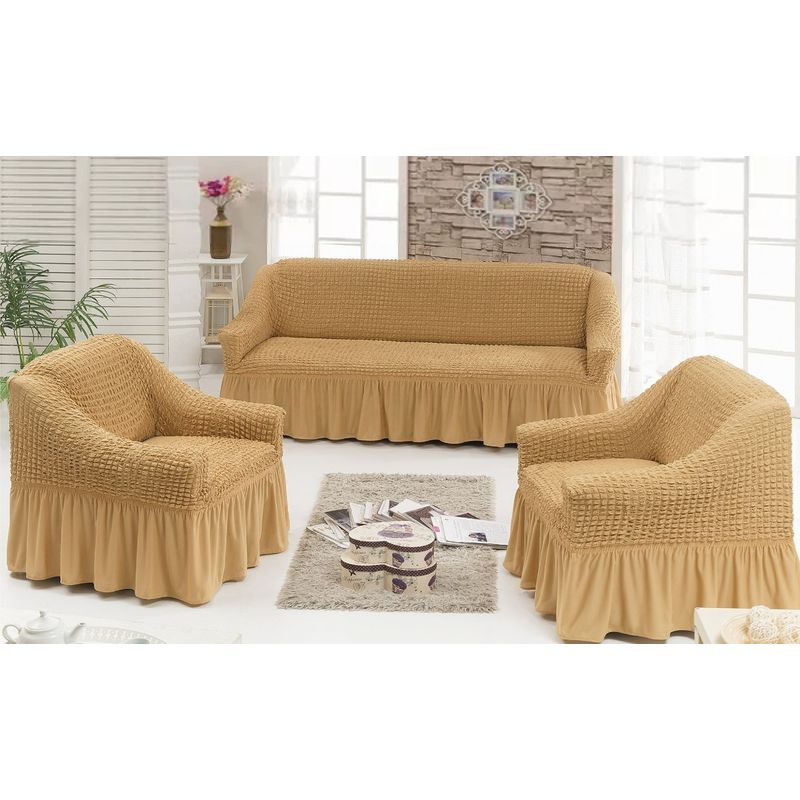 GENERICO - Funda TURCA cubre sillón Set completo 3+1+1  beige